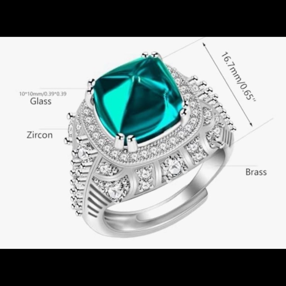 Unique Pyramid Shaped Emerald Statement Adjustabl… - image 4